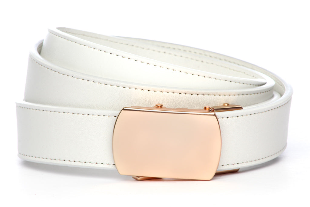 1.25 White Vegan Leather with Classic Rose Gold w/ Curve