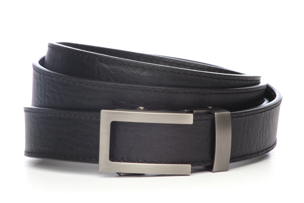 1.25" Black Buffalo Veg. Tanned Leather Strap w/Traditional Buckle in Gunmetal