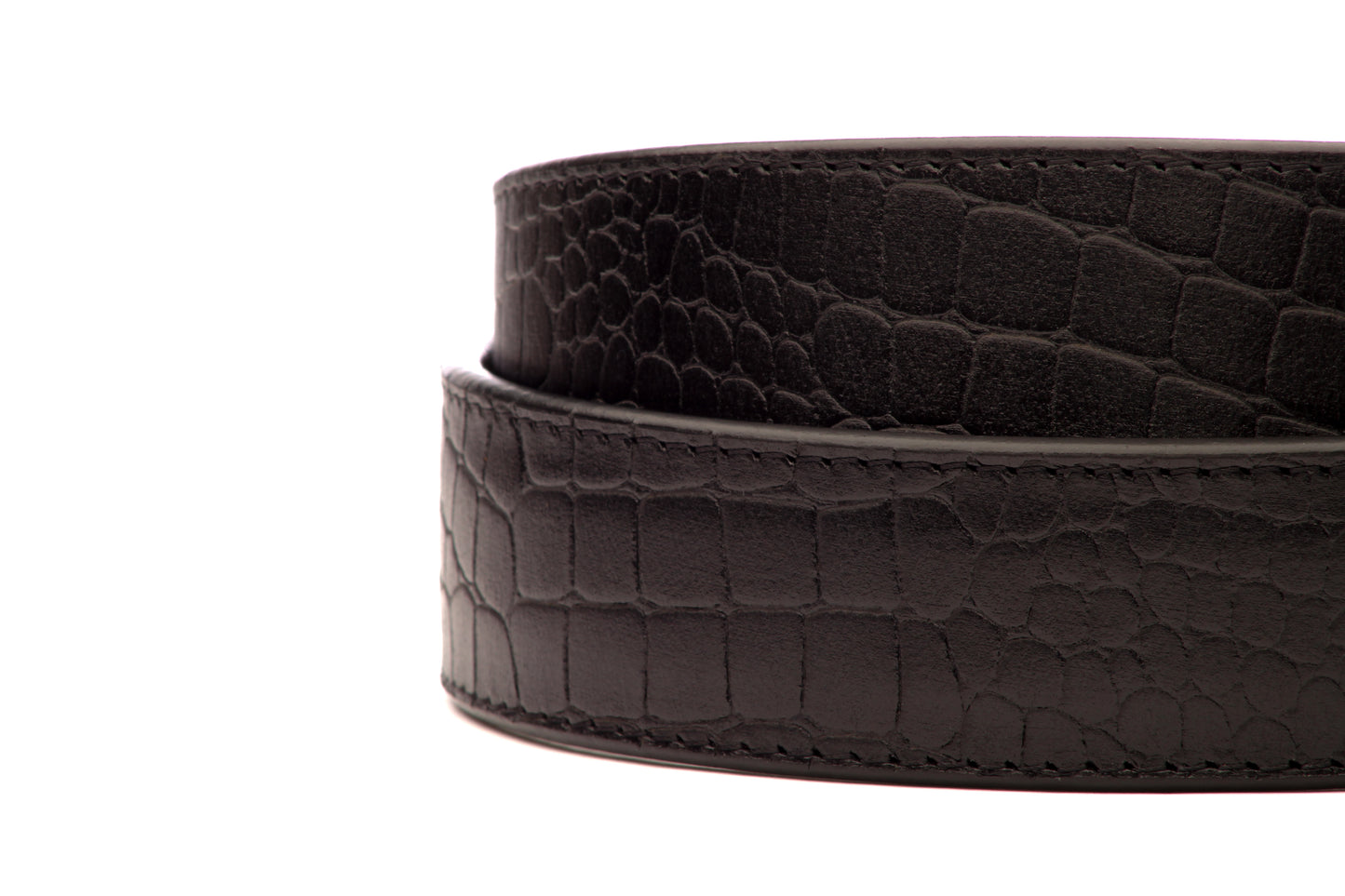 1.5" Black Crocuffalo Vegetable Tanned Leather Strap