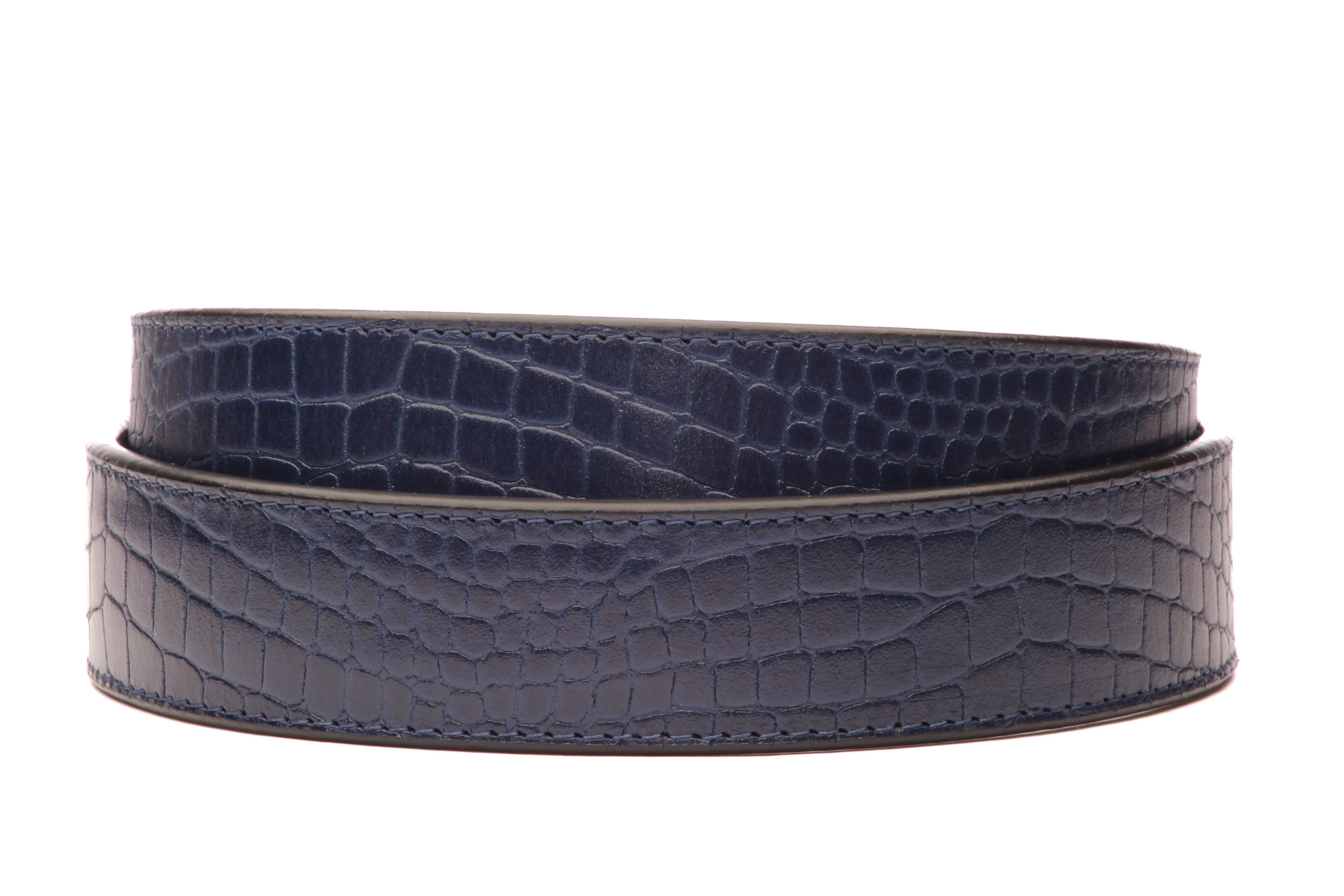 Leather Belt Strap - Men's Ratchet Belt - Navy Crocuffalo Buffalo