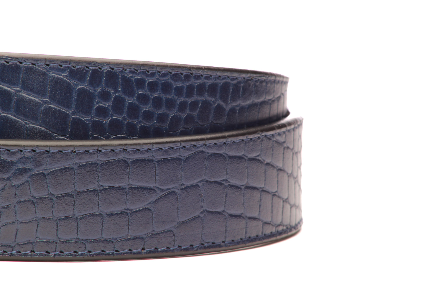 1.5" Navy Crocuffalo Vegetable Tanned Leather Strap