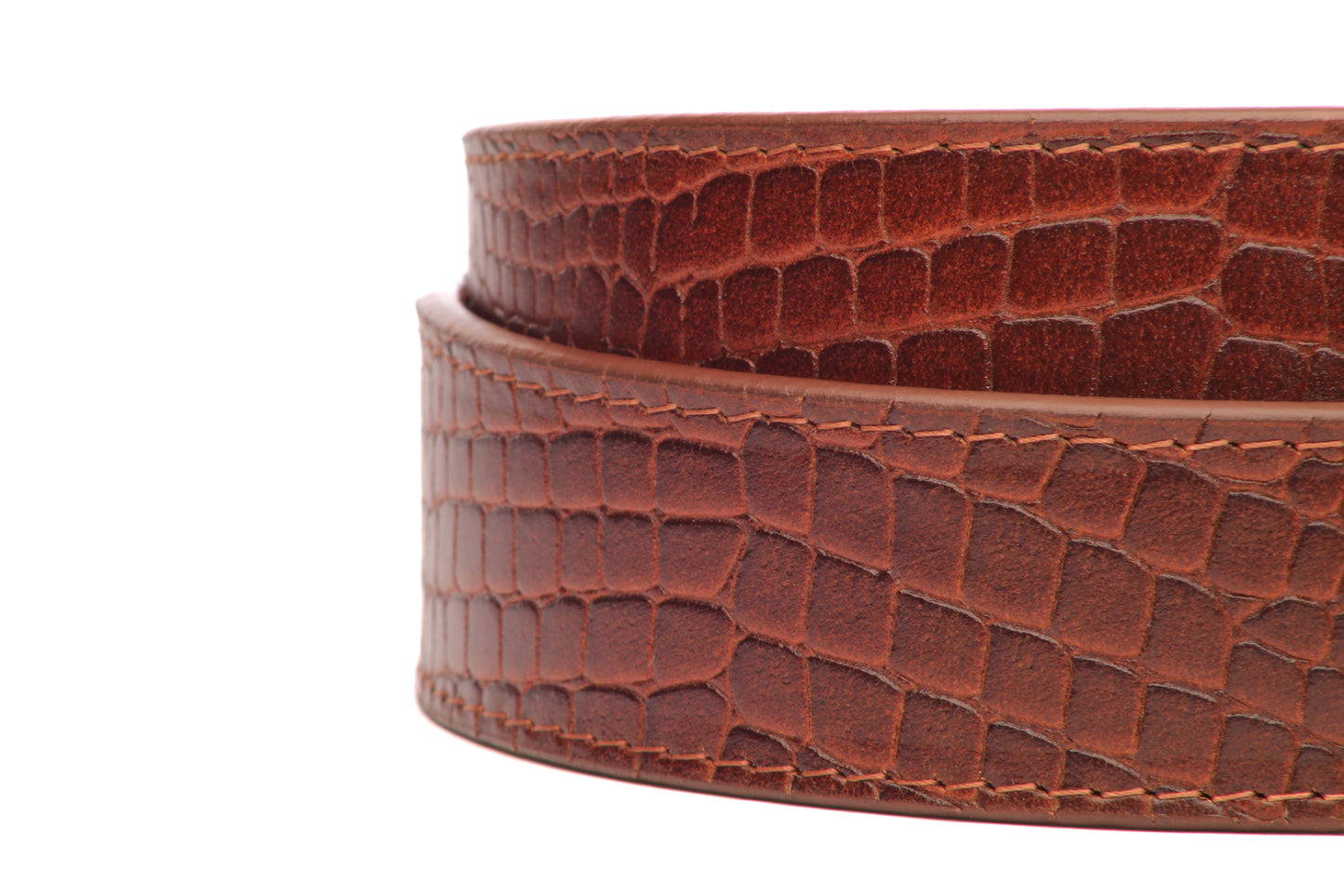 1.5" Dark Chili Crocuffalo Vegetable Tanned Leather Strap