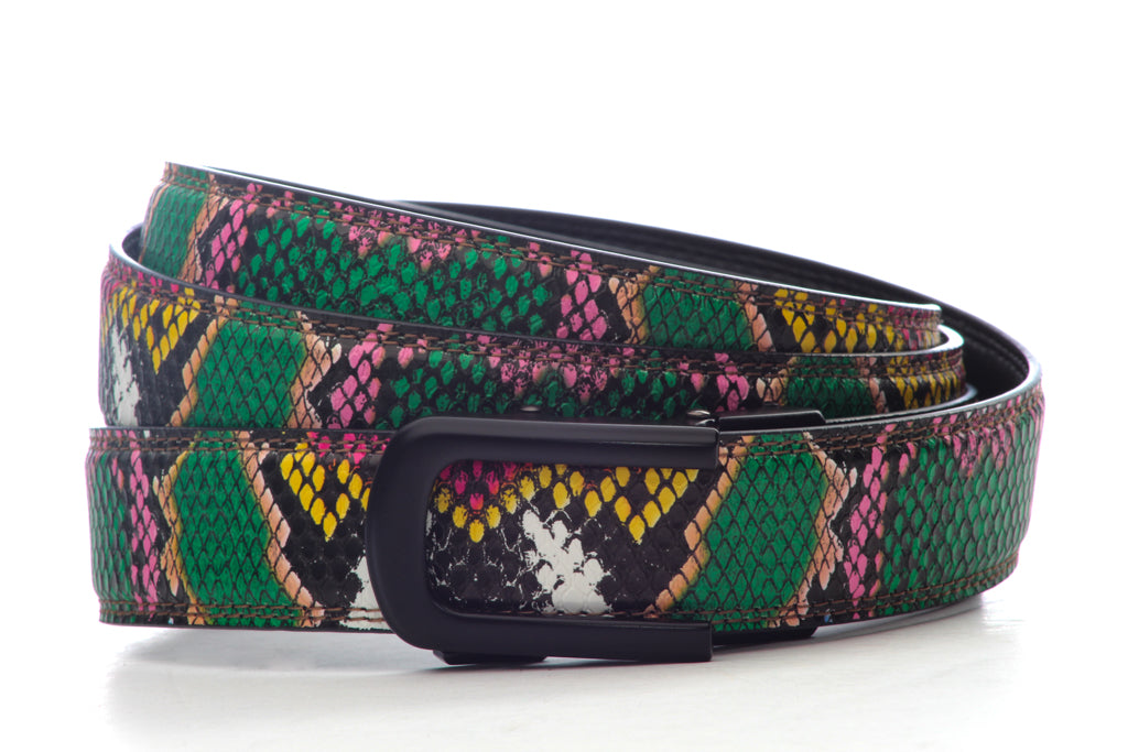 1.25 Multi-colored Boa (Green/Pink) with Traditional Black w/ Curve