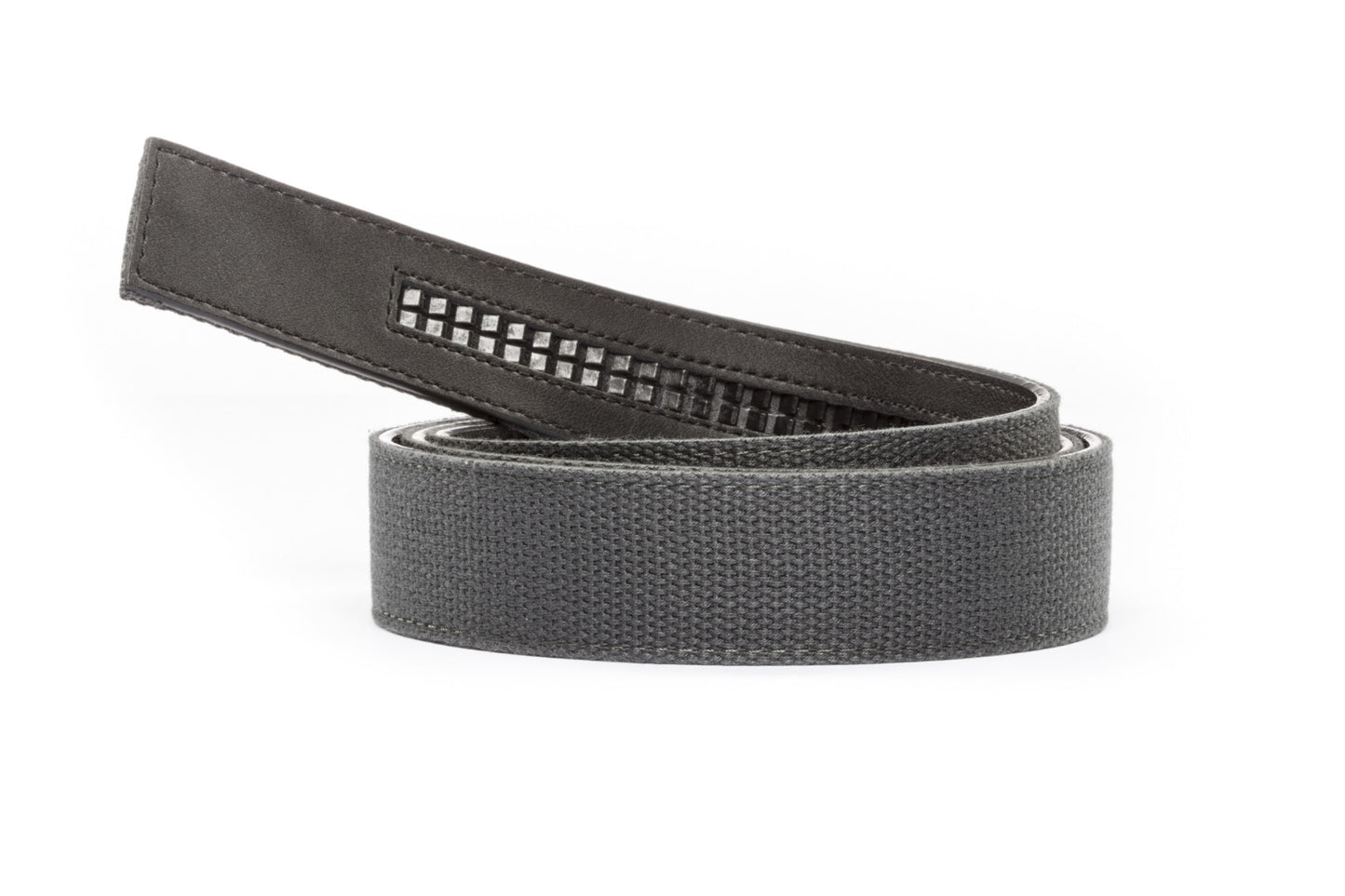Men's canvas belt strap in graphite, 1.5 inches wide, casual look, microfiber back