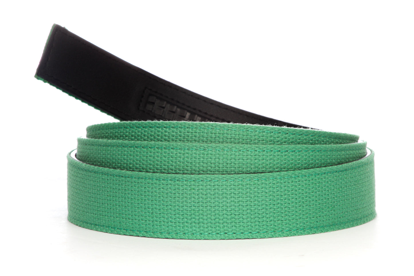 Men's canvas belt strap in lime with a 1.25-inch width, casual look, microfiber back