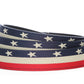 Men's canvas belt strap in stars and stripes with a 1.25-inch width, casual look