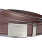Men’s chocolate leather belt strap with classic buckle in gunmetal, formal look, 1.25 inches wide