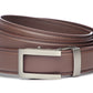 Men’s chocolate leather belt strap with traditional buckle in gunmetal formal look, 1.25 inches wide