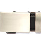 Men's classic ratchet belt buckle in gunmetal with a 1.25-inch width, front view.