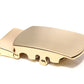 Men's classic with a curve ratchet belt buckle in matte gold with a width of 1.5 inches, right side view.