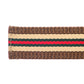 Men's cloth belt strap in green-red stripe with trim, 1.25-inch width, casual look, tip of the strap