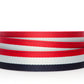 Men's cloth belt strap in red-white-blue with a 1.25-inch width, casual look