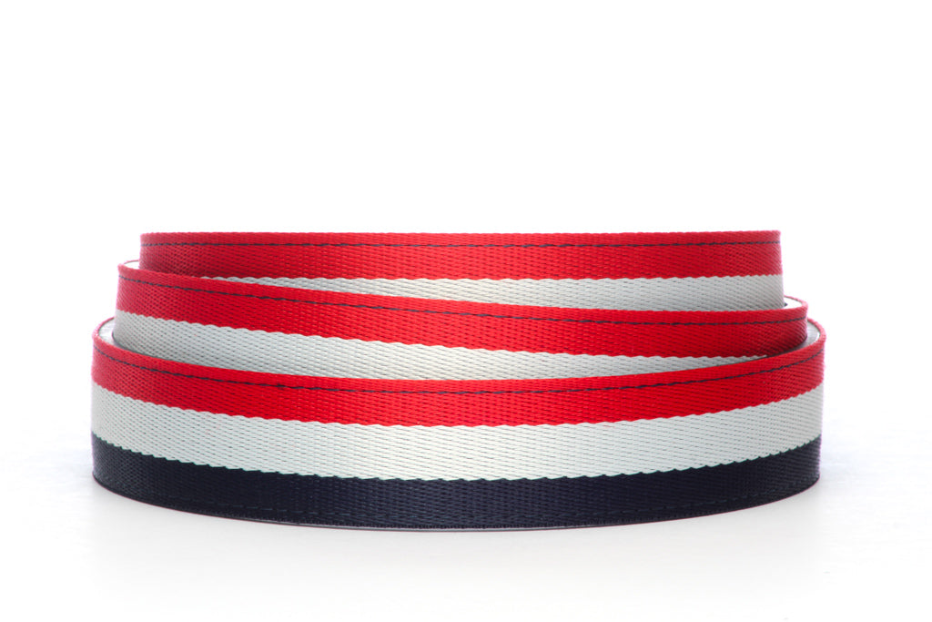 Cloth Belt Strap Men's Ratchet Belt Red-White-Blue,