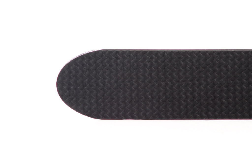 Men's invincibelt belt strap in black woven, 1.5 inches wide, casual look, tip of the strap