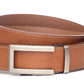 Men’s light brown vegetable tanned leather belt strap with traditional buckle in gunmetal, casual look, 1.5 inches wide