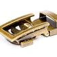 Men's traditional ratchet belt buckle in antiqued gold with a 1.25-inch width.