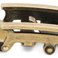 Men's traditional ratchet belt buckle in antiqued gold with a 1.25-inch width, right side view.