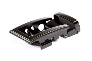 Men's traditional ratchet belt buckle in black with a width of 1.5 inches.