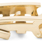 Men's traditional ratchet belt buckle in gold with a 1.25-inch width, left side view.