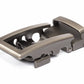 Men's traditional ratchet belt buckle in gunmetal with a width of 1.5 inches.