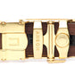 Men's traditional ratchet belt buckle in matte gold with a 1.25-inch width, back view.