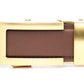 Men's traditional ratchet belt buckle in matte gold with a 1.25-inch width, front view.