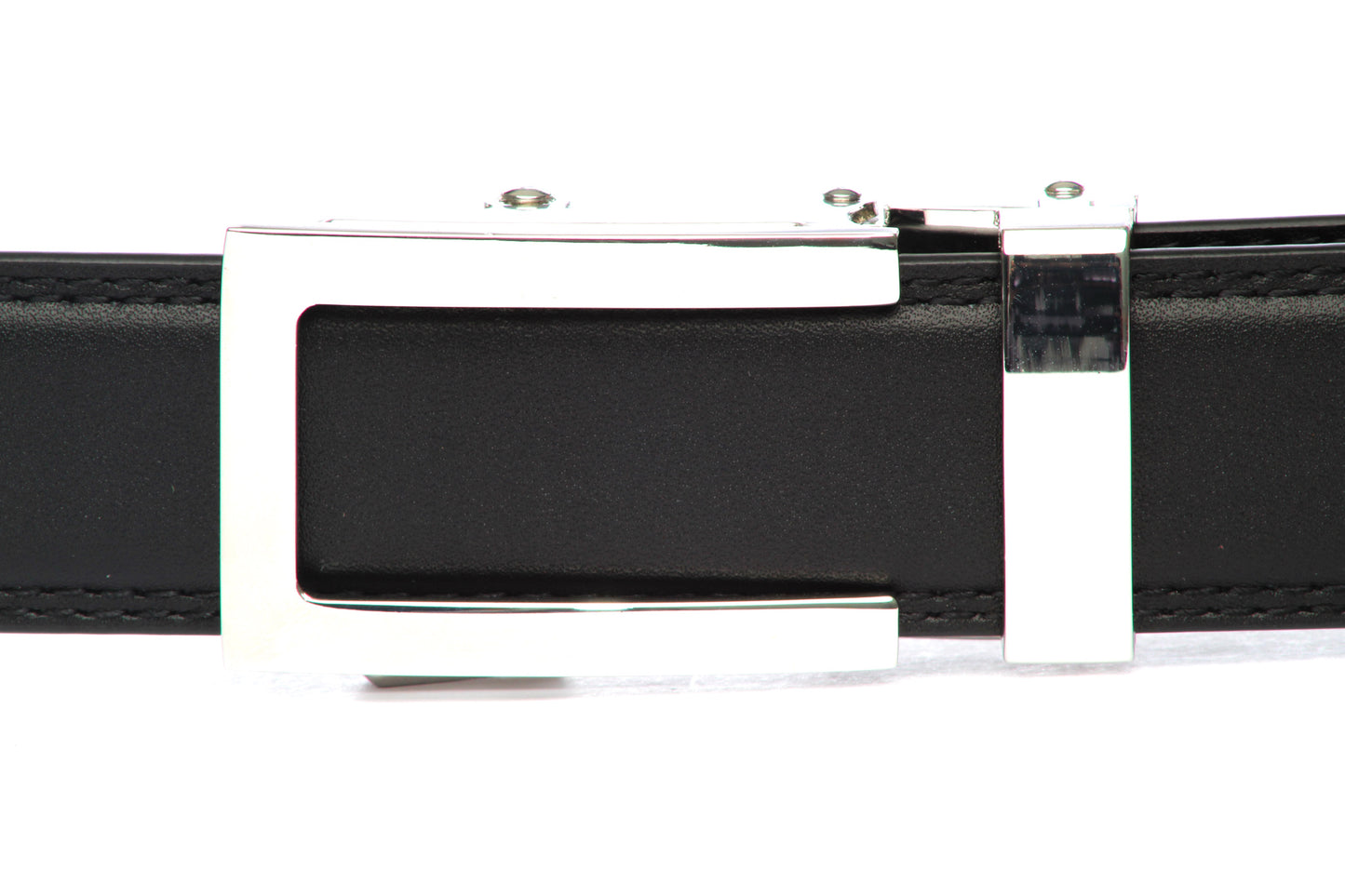 Men's traditional nickel free ratchet belt buckle with a 1.25-inch width, front view.