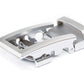 Men's traditional ratchet belt buckle in silver with a width of 1.5 inches.
