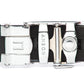 Men's traditional ratchet belt buckle in silver with a 1.25-inch width, back view.