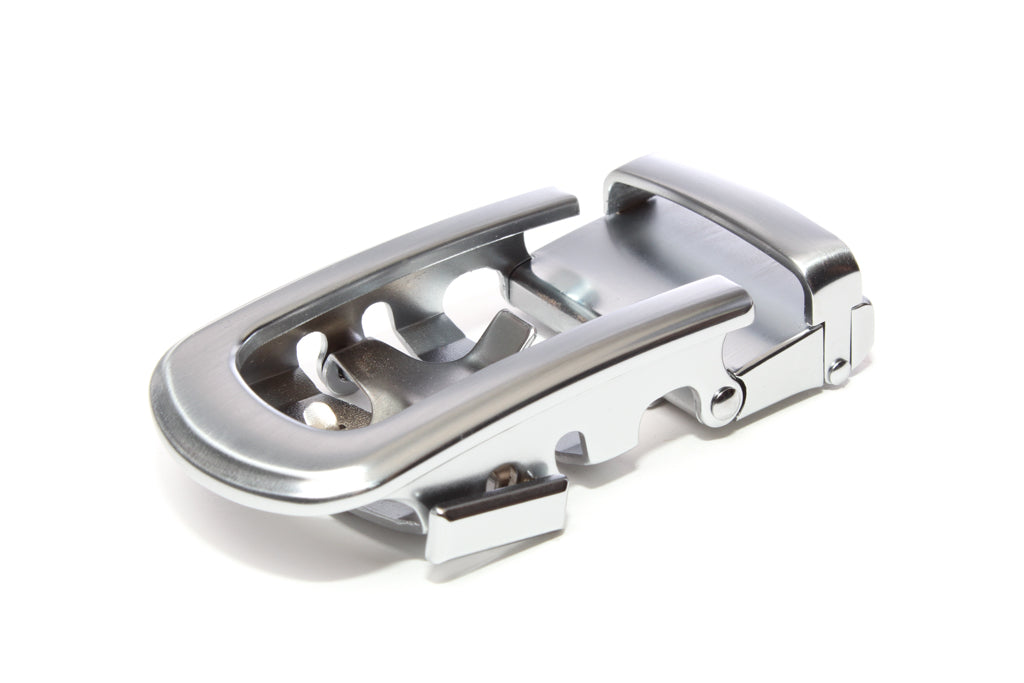 Traditional with a Curve Belt Buckle Men s Ratchet Belt Silver