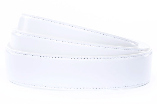 Men's vegan microfiber belt strap in white, 1.5 inches wide, formal look