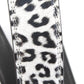 Women's vegan leather belt strap in snow leopard print, 1.25 inches wide, casual look, curled up