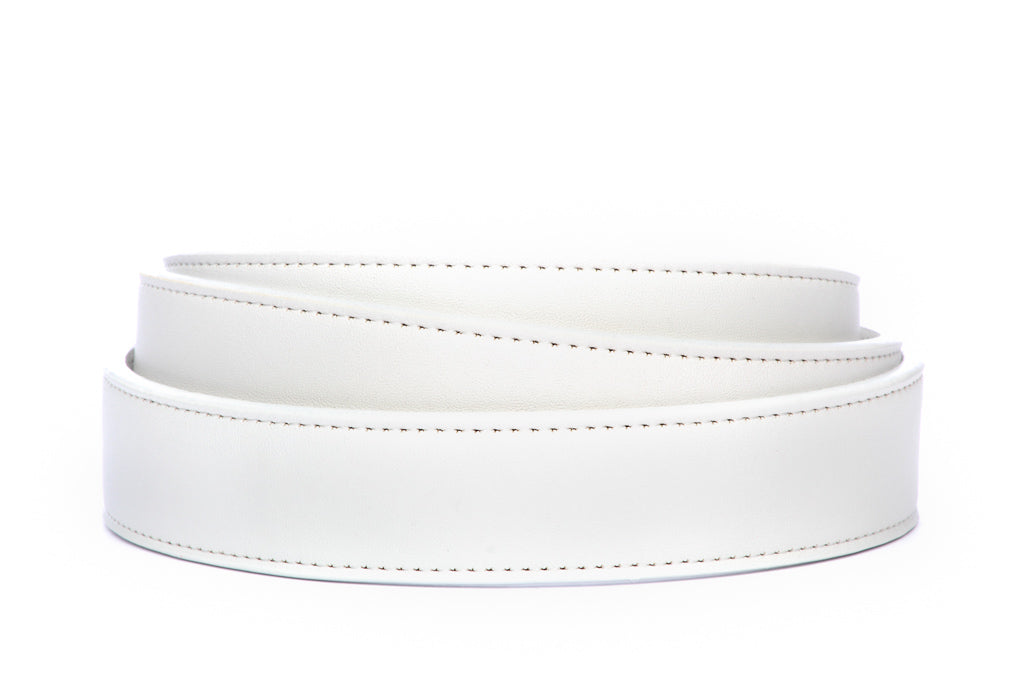 Vegan Leather Belt Strap - Women's Ratchet Belt - White, 1.25