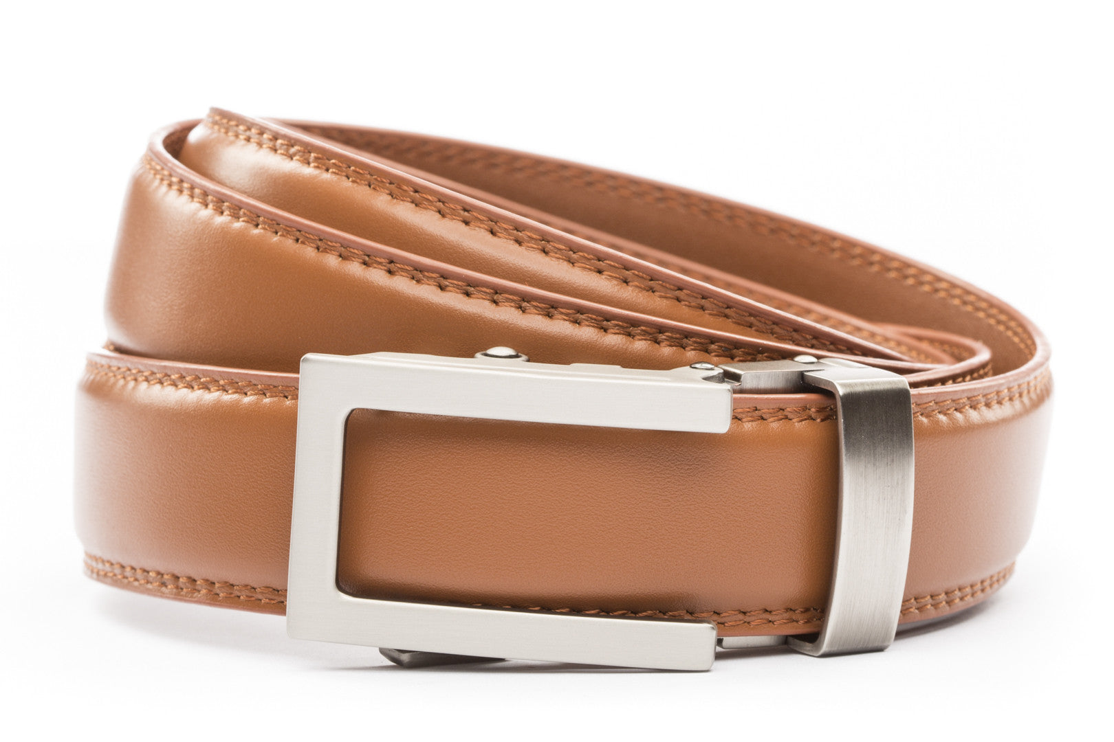 Men's Tan Leather Belt Ratchet Belt Without Holes Anson Belt