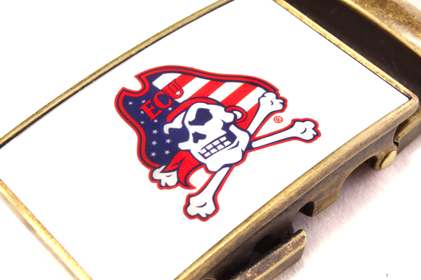 1.5" ECU Jolly-Roger x USA Buckle in Antiqued Gold