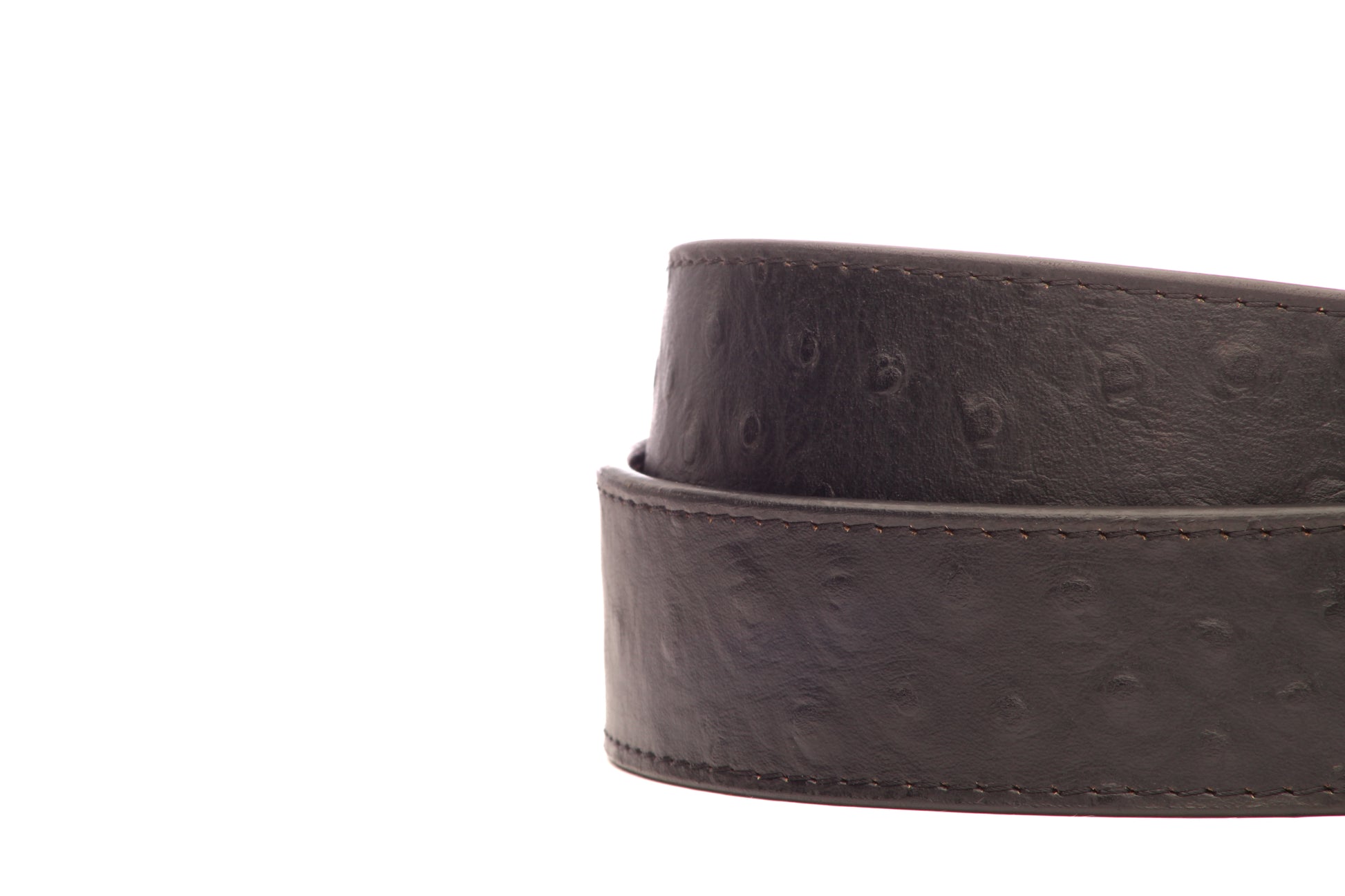 1.5" Black Ostrich-Embossed Leather Strap - Anson Belt & Buckle