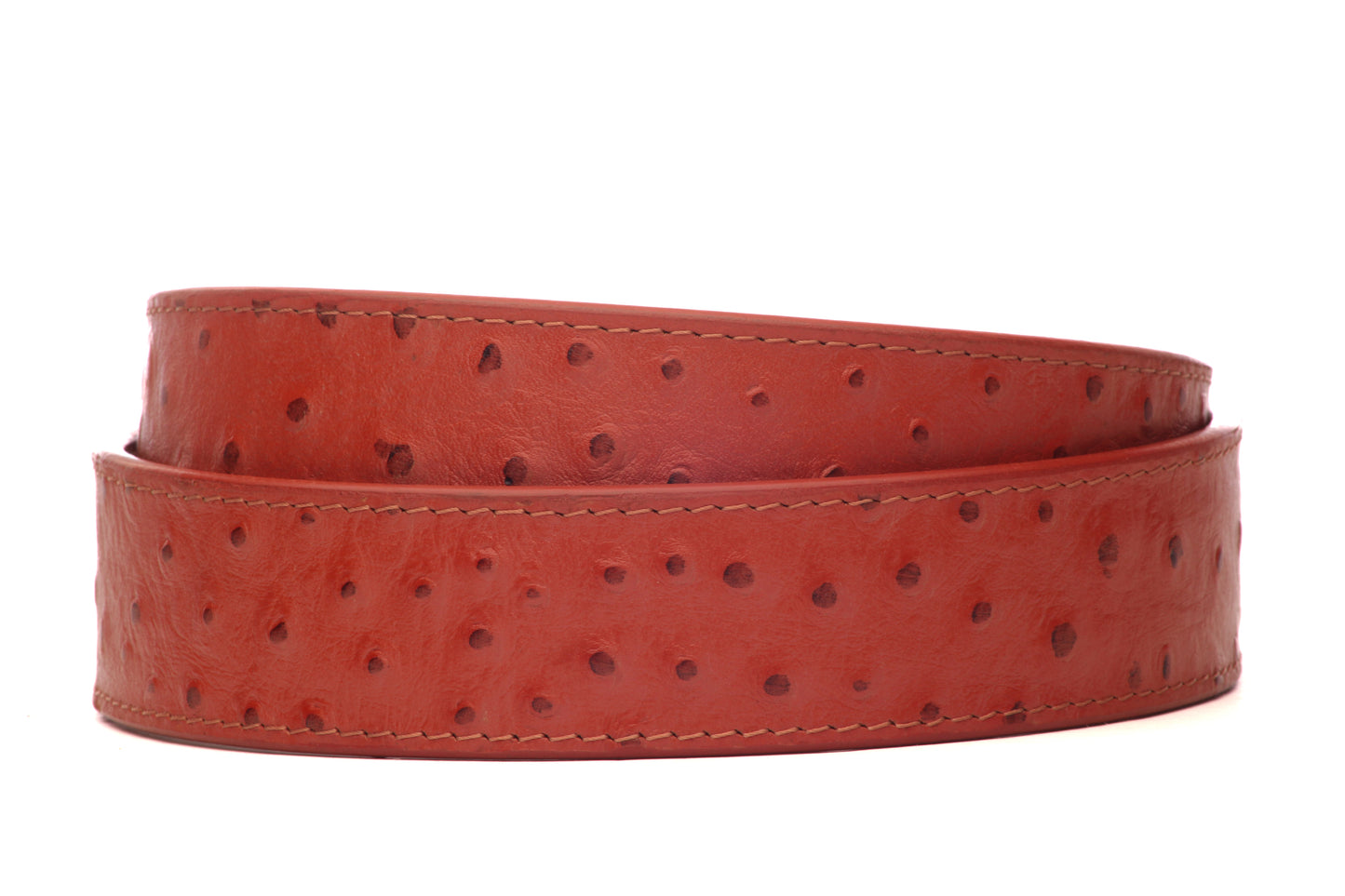 1.5" Cognac Ostrich-Embossed Leather Strap - Anson Belt & Buckle