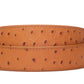 1.5" Light Brown Ostrich-Embossed Leather Strap - Anson Belt & Buckle