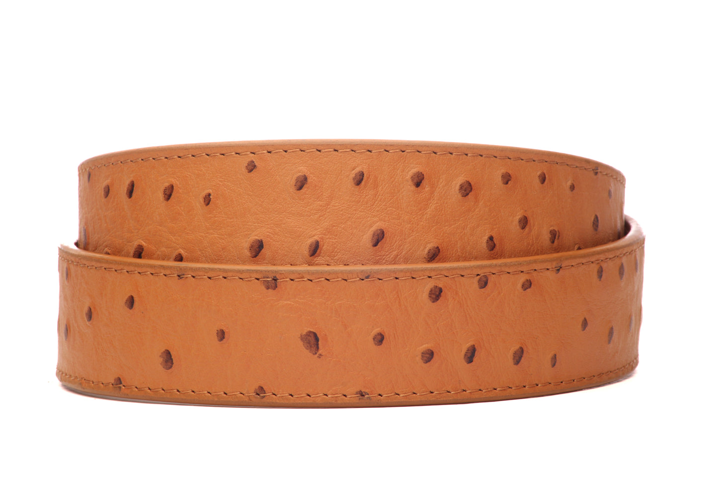 1.5" Light Brown Ostrich-Embossed Leather Strap - Anson Belt & Buckle