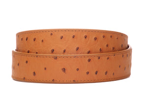 1.5" Light Brown Ostrich-Embossed Leather Strap - Anson Belt & Buckle