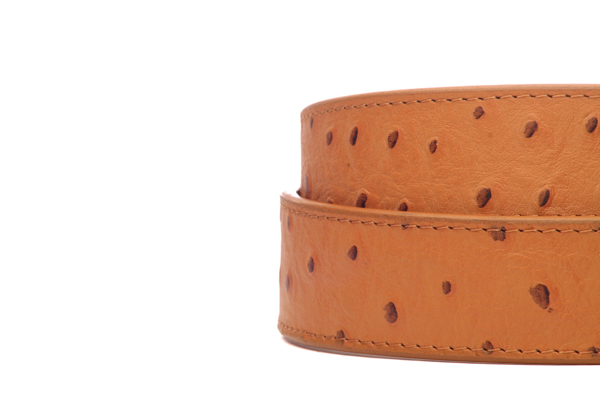 1.5" Light Brown Ostrich-Embossed Leather Strap - Anson Belt & Buckle