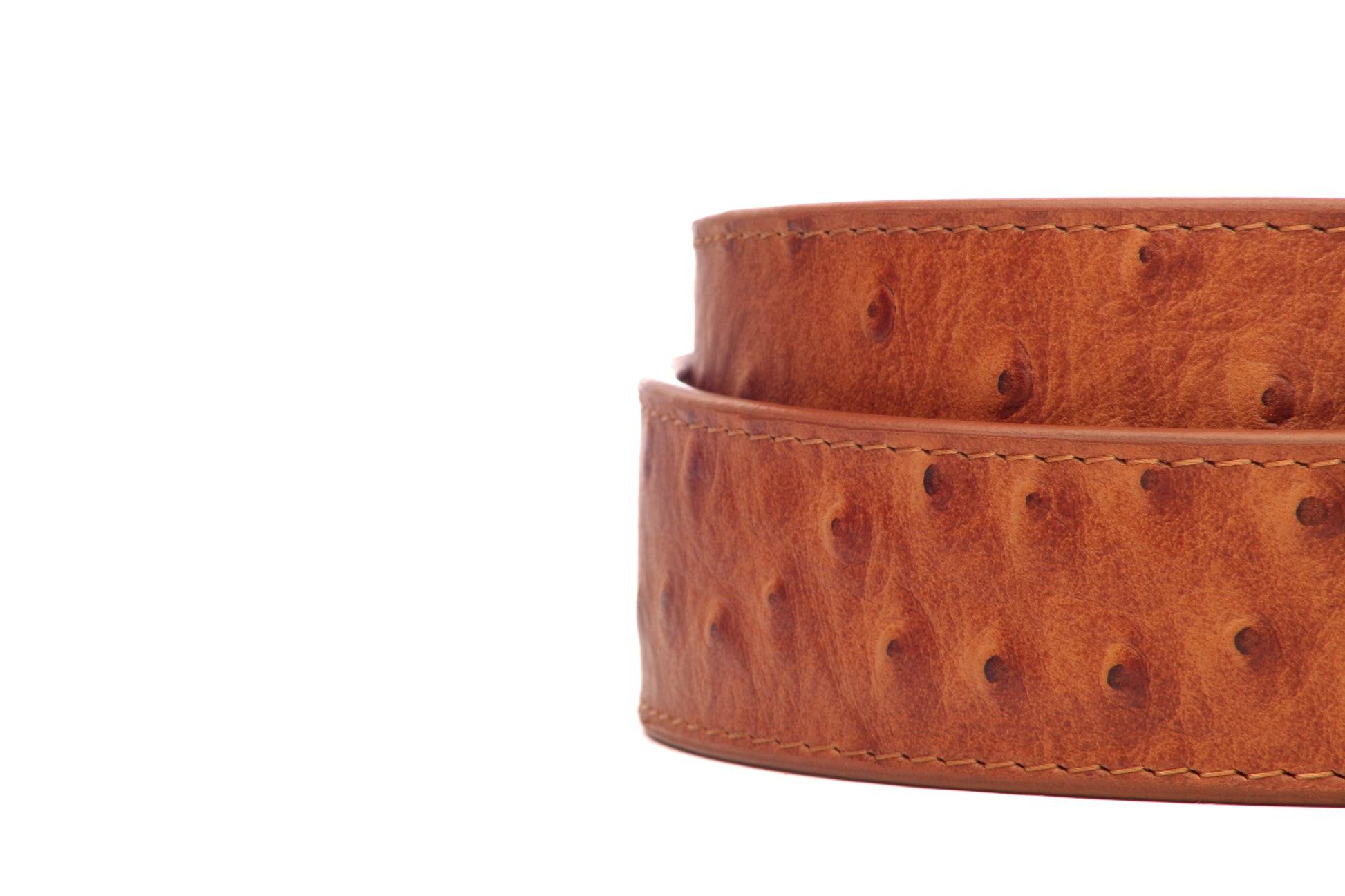 1.5" Tan Ostrich-Embossed Leather Strap - Anson Belt & Buckle