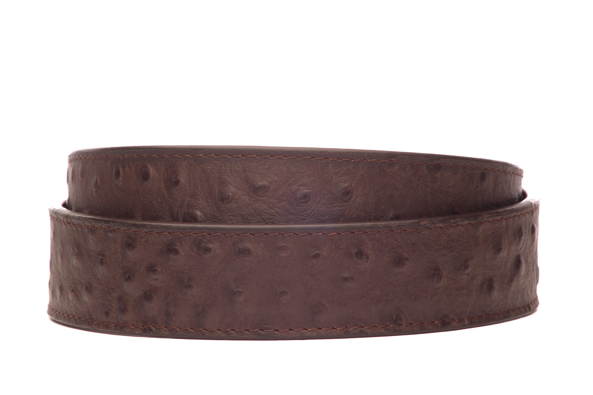 1.5" Brown Ostrich-Embossed Leather Strap - Anson Belt & Buckle