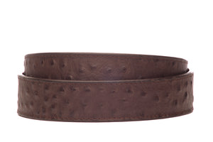 1.5" Brown Ostrich-Embossed Leather Strap - Anson Belt & Buckle