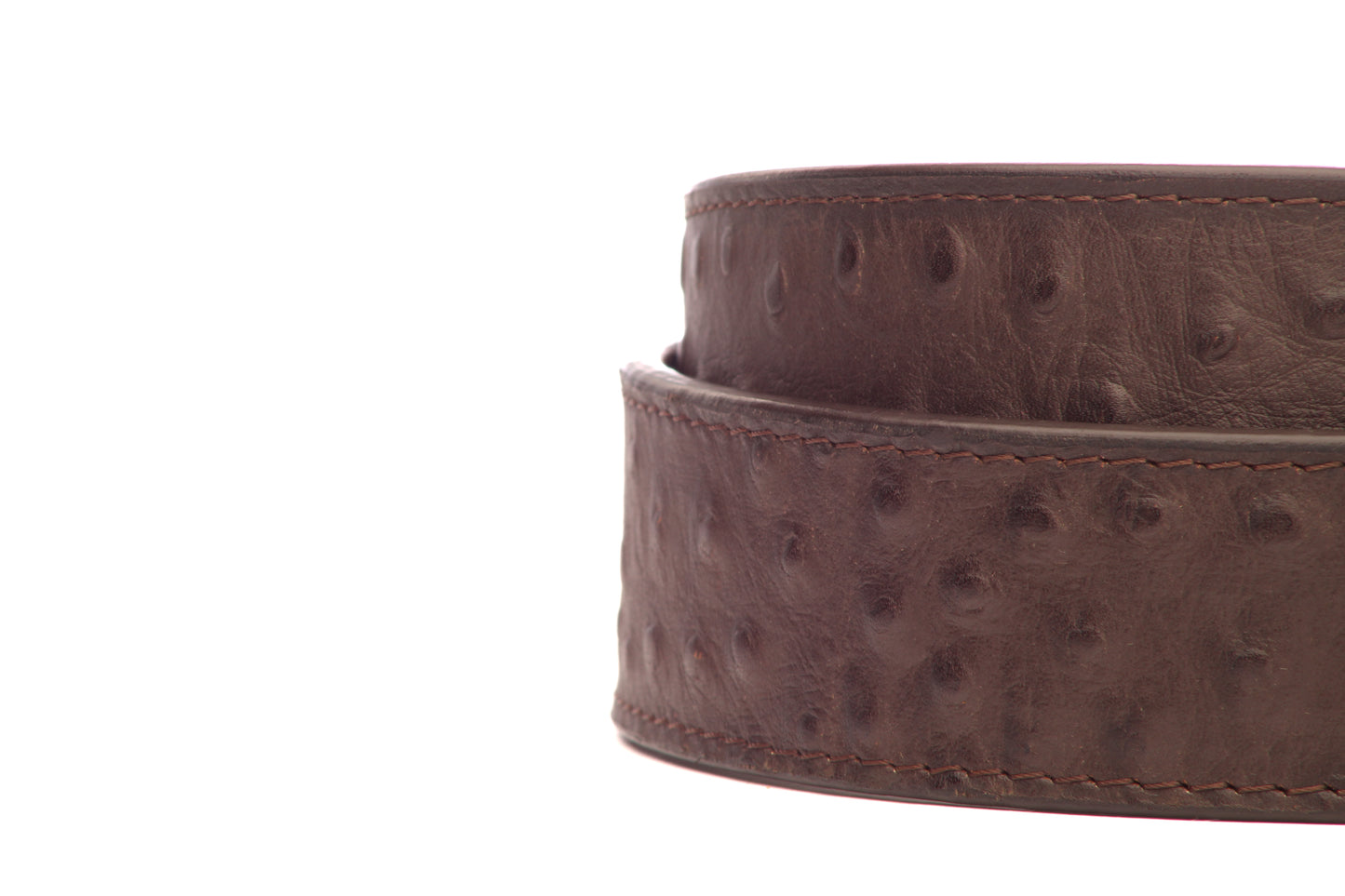 1.5" Brown Ostrich-Embossed Leather Strap - Anson Belt & Buckle