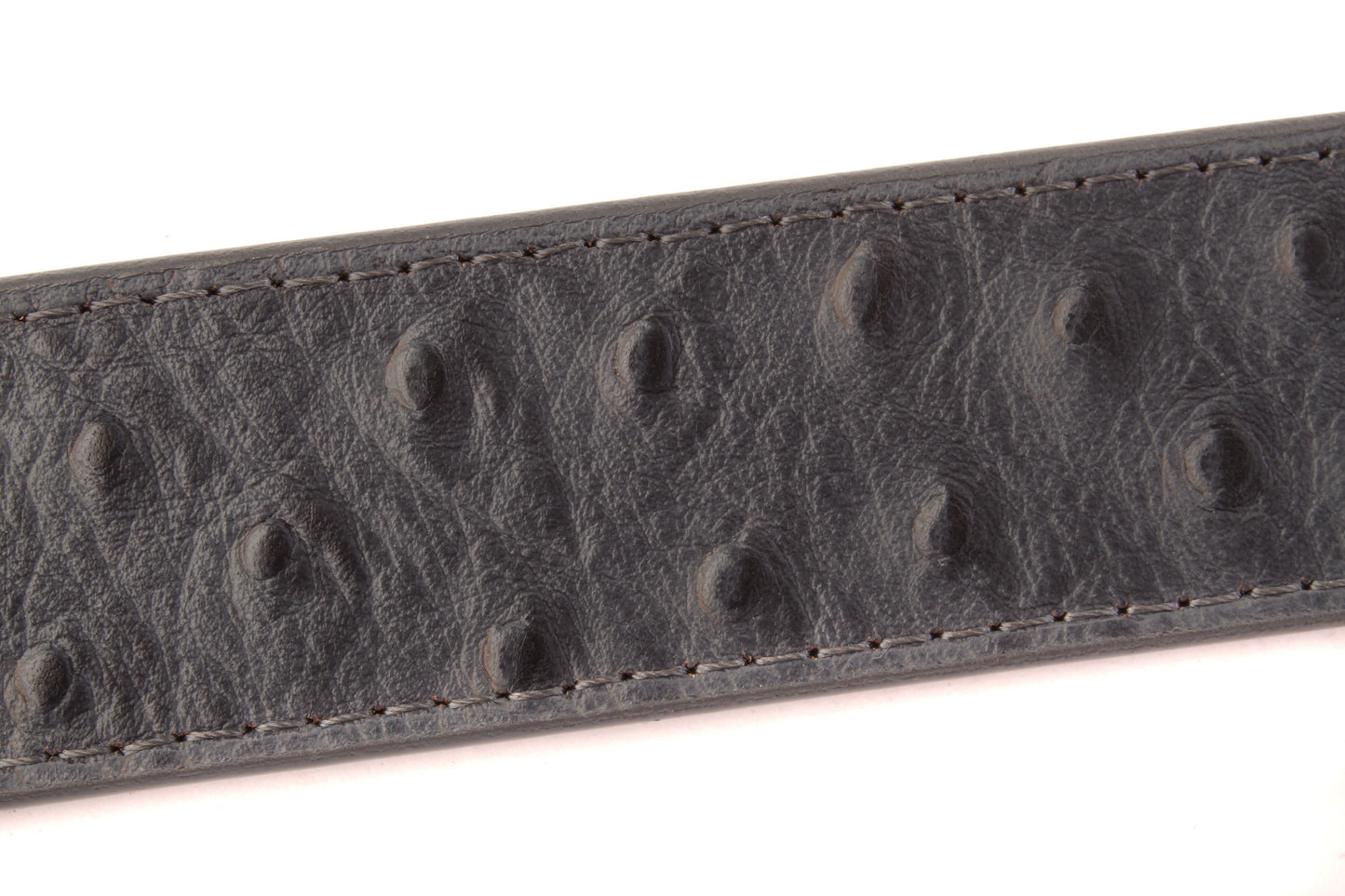 1.5" Smoke Grey Ostrich-Embossed Leather Strap - Anson Belt & Buckle