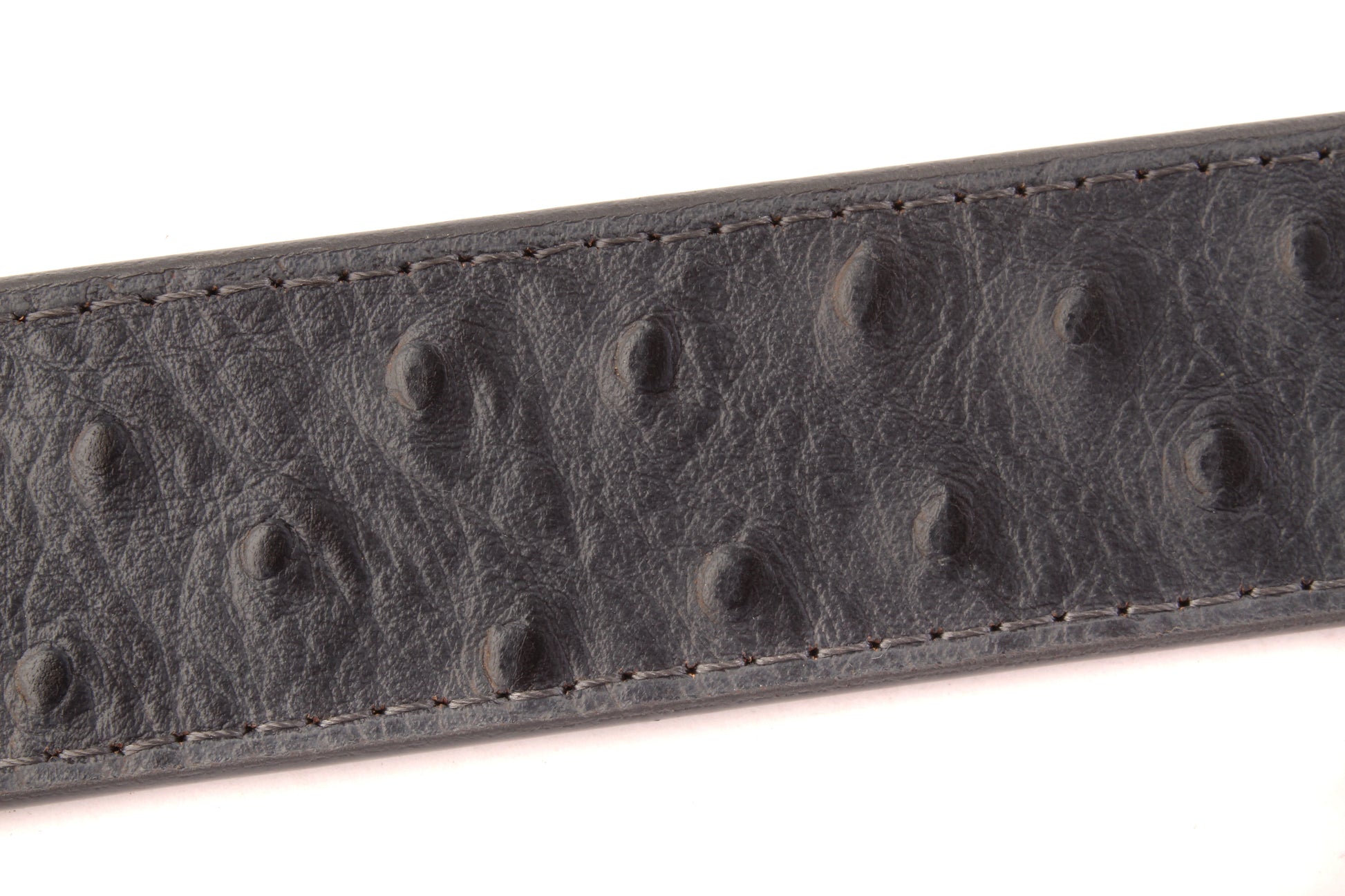 1.5" Smoke Grey Ostrich-Embossed Leather Strap - Anson Belt & Buckle