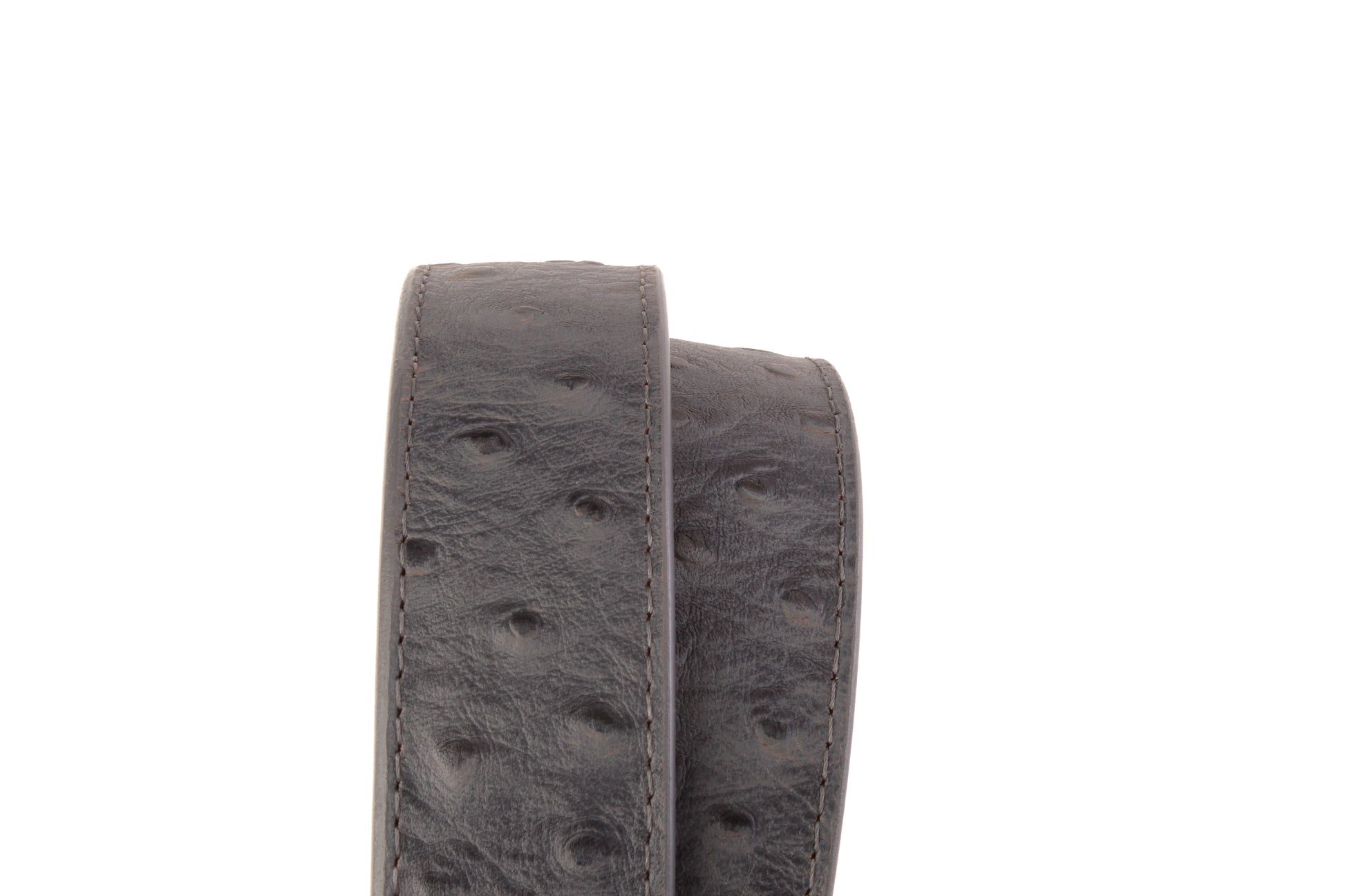 1.5" Smoke Grey Ostrich-Embossed Leather Strap - Anson Belt & Buckle
