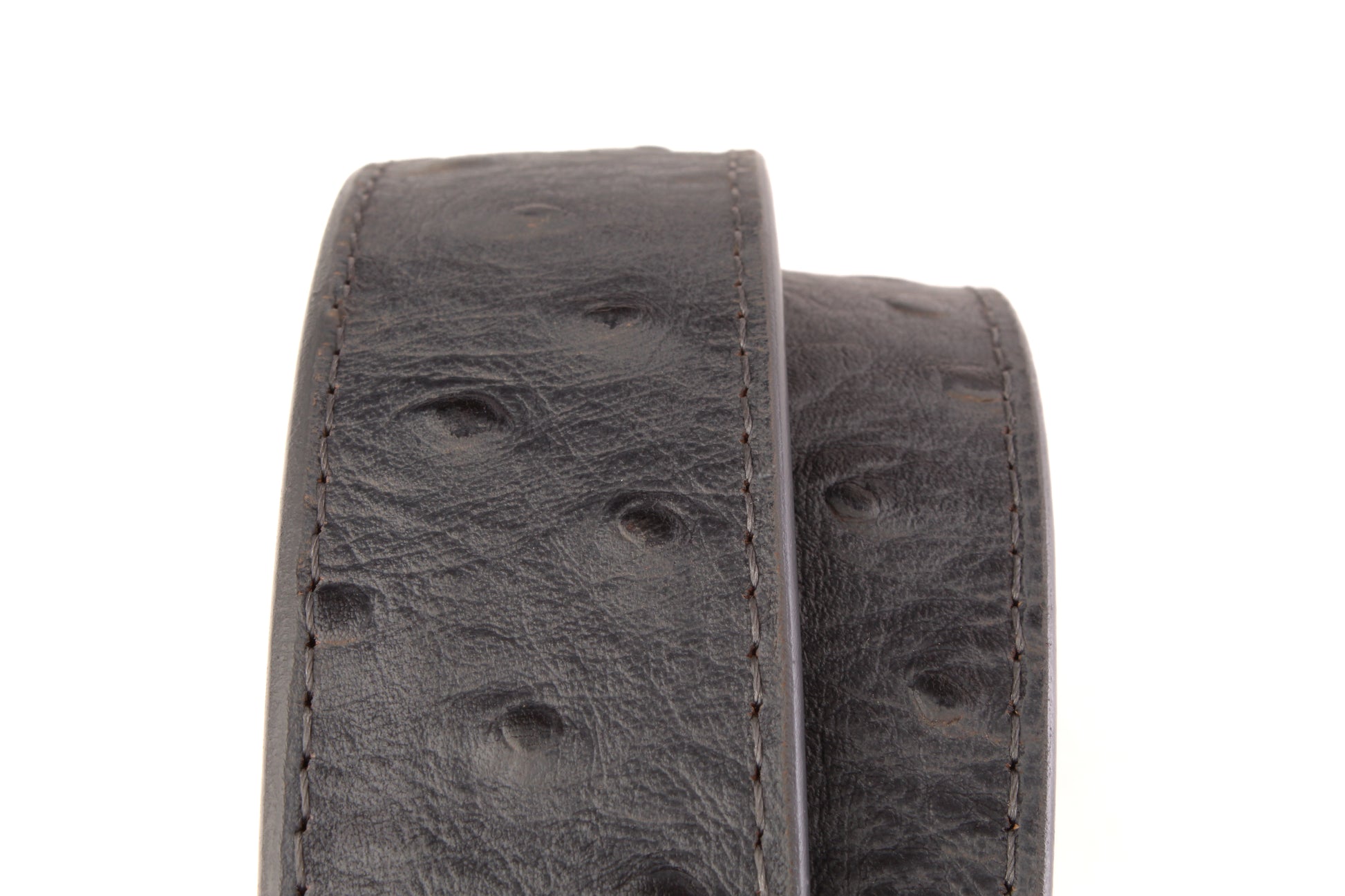 1.5" Smoke Grey Ostrich-Embossed Leather Strap - Anson Belt & Buckle