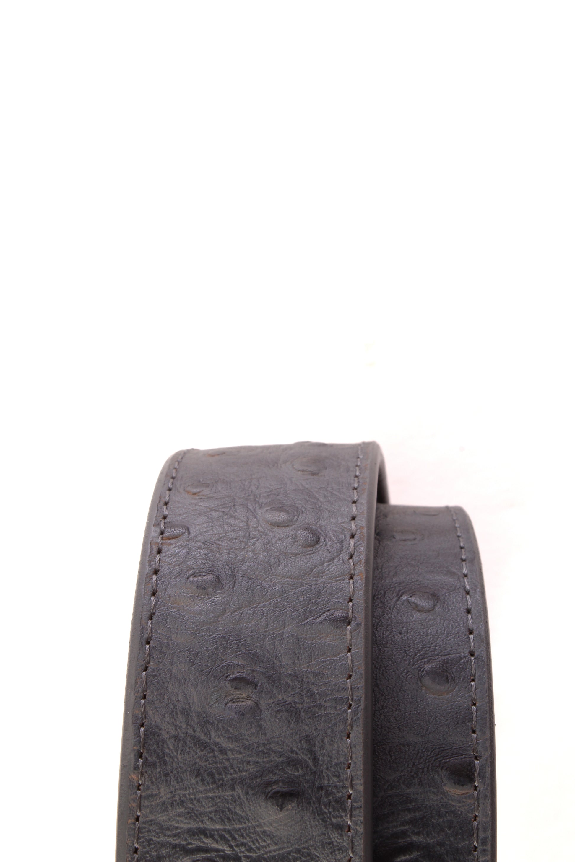 1.5" Smoke Grey Ostrich-Embossed Leather Strap - Anson Belt & Buckle